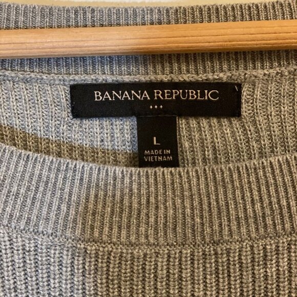 Banana Republic Factory Ribbed Crewneck Sweater - Gray - SZ L - Picture 4 of 5